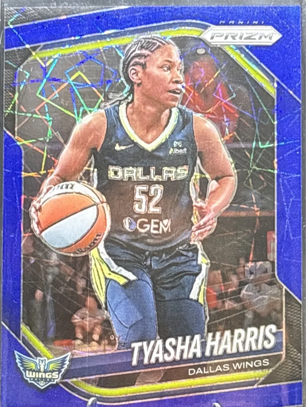 Panini Blue Cracked Ice Prizm Tyasha Harris Dallas Wings Basketball Trading Card